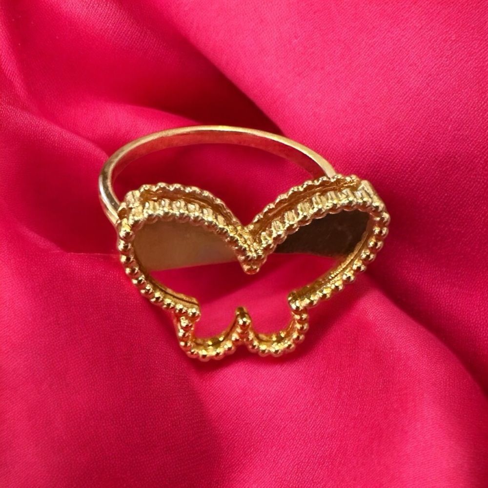 Butterfly mirror polish ring made in Italy 18 k gold NWT